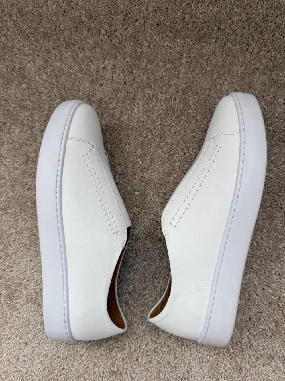 Garnet Hill Zora White Leather Slip On Sneakers - Picture 3 of 8